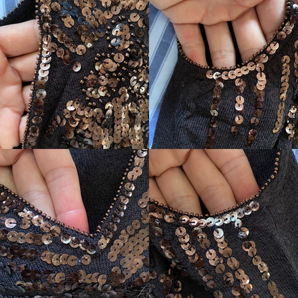 ✨ JONES NEW YORK PLUM COPPER SEQUIN FESTIVE TOP! - Picture 14 of 14